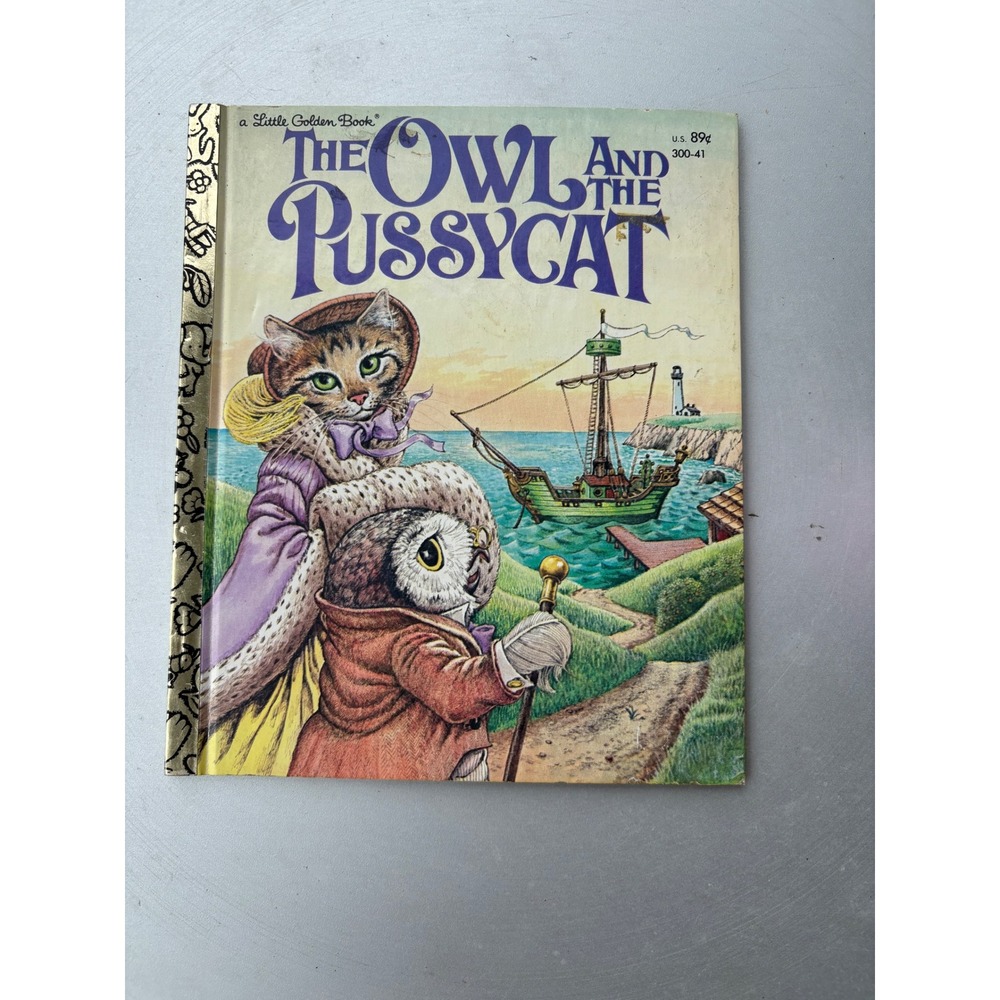 Vintage 1982 The Owl and the Pussycat Little Golden Book 300-41 Ruth Sanderson
